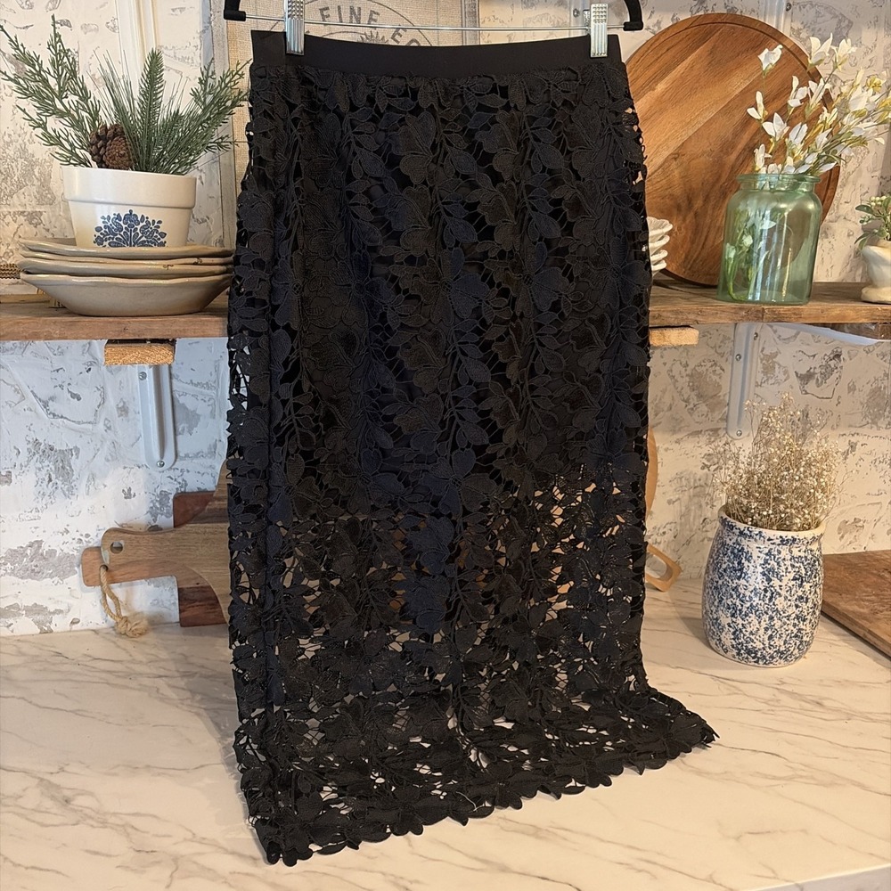 Brand New Women's M Skirt Black Lace Romantic Cottagecore Crochet